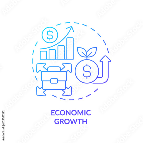 2D gradient economic growth icon, isolated vector, foreign direct investment thin line illustration.