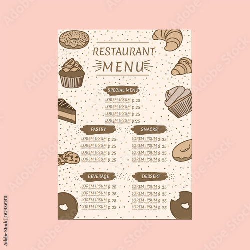 Dessert Cafe Restaurant Menu Template with Retro Theme