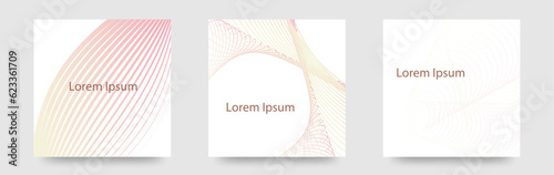 優しい色の交差する線のデザイングラデーションカードの　泳ぐ線　3デザインカードセット