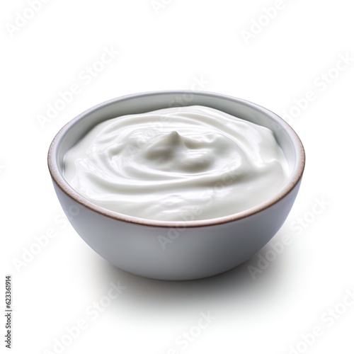 bowl of yogurt on white background