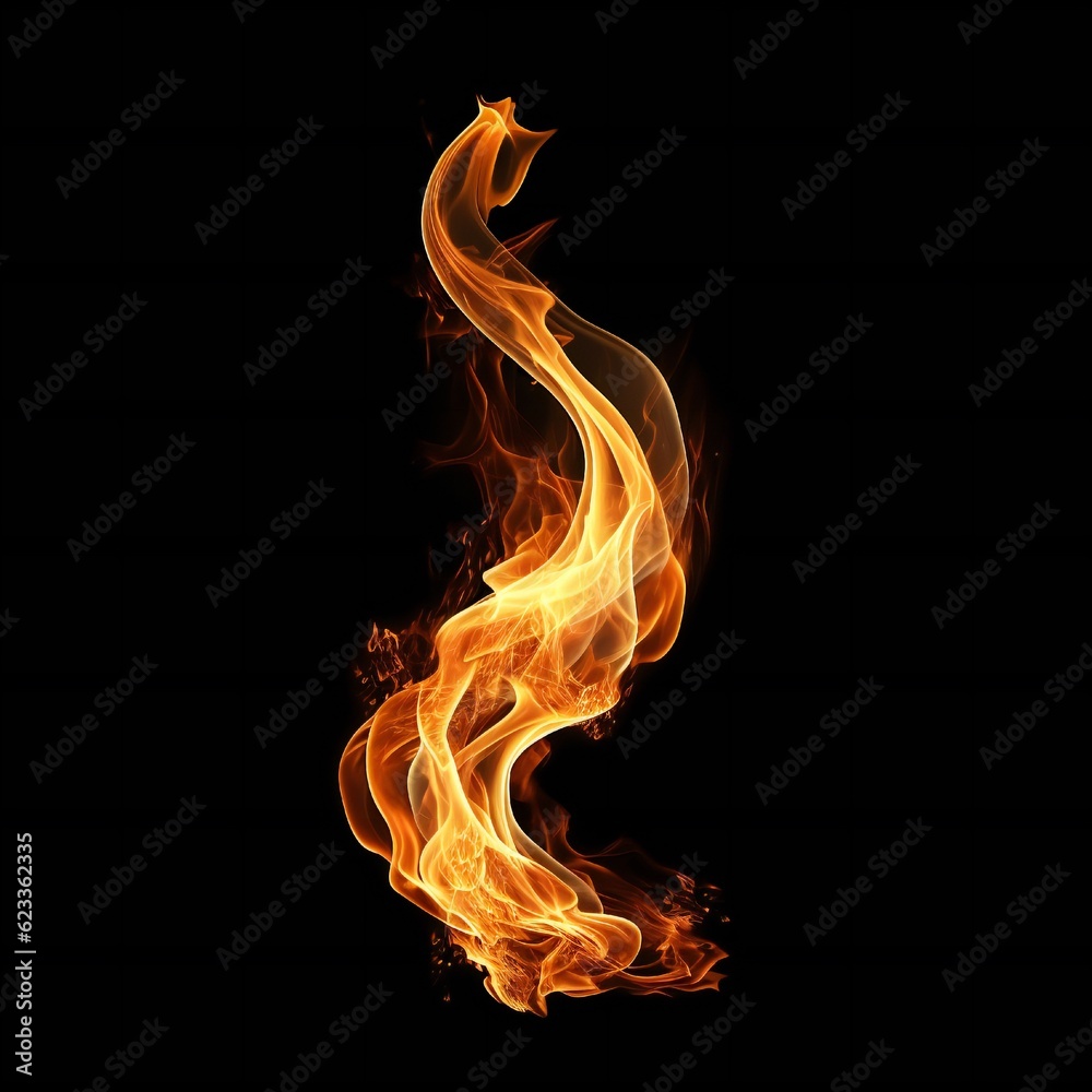 Simple fire on black background Generative AI Simple fire on black background Generative AI