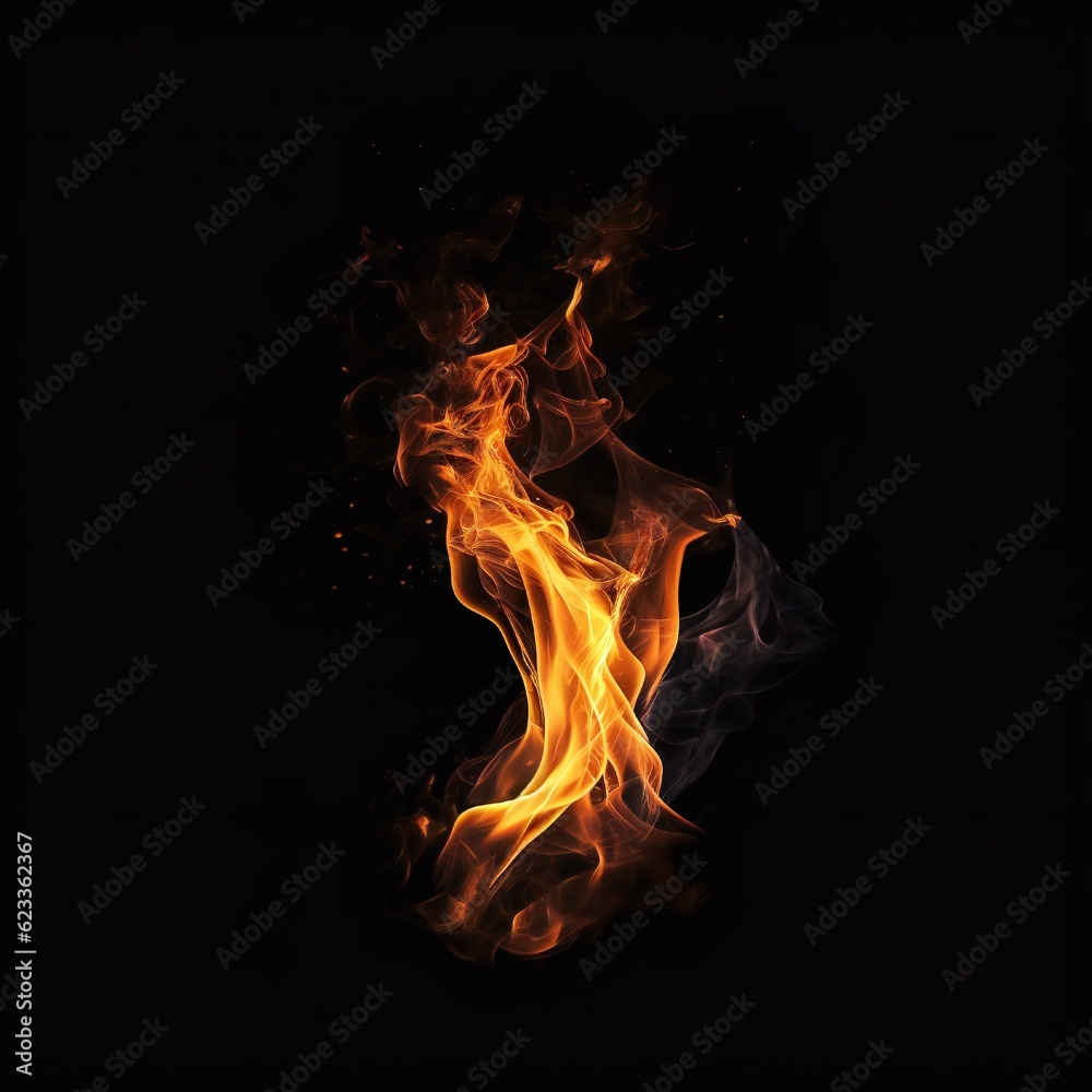 Simple fire on black background Generative AI Simple fire on black background Generative AI