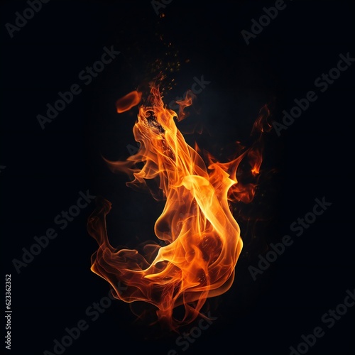 Simple fire on black background Generative AI © LayerAce.com