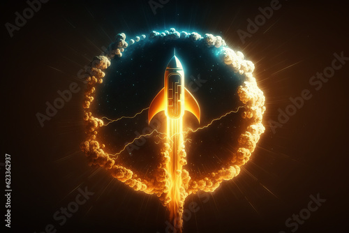 ai generated Illustration   rocket flying on dark background