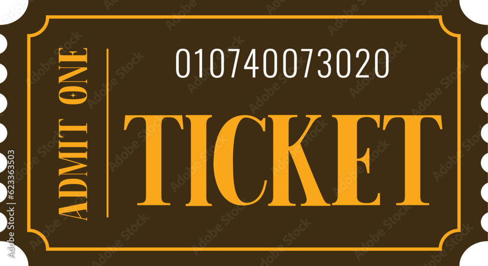 Fototapeta premium Isolated brown vector ticket