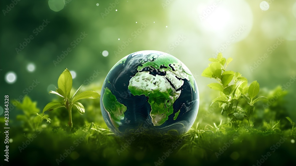 RSE responsabilité sociétale des entreprises sous forme d'une planète écologique dans un environnement vert 