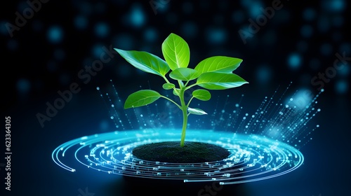 RSE responsabilité sociétale des entreprises sous forme d'une plante verte dans un environnement technologique photo