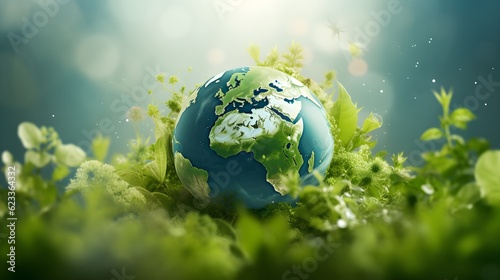 RSE responsabilité sociétale des entreprises sous forme d'une planète écologique dans un environnement vert 