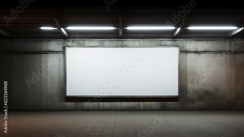 Billboard Mock up with screen in Urban environment. Business concept, indoor board, empty frame. Ad Placement. Ai generative