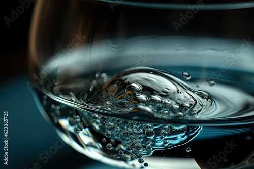 Illustration of a Cold Drink in a Glass of Water, macro, generative ai