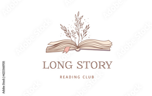 Hand drawn pastel colors books illustration, print and logo. Vintage vector art poster and banner.