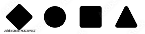 two-dimentional figure rhombus, circle, square and triangle 