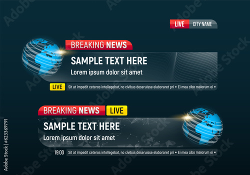 Lower third for news header. Breaking news. Vector template for your design.