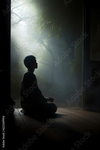 Person meditating in lotus position