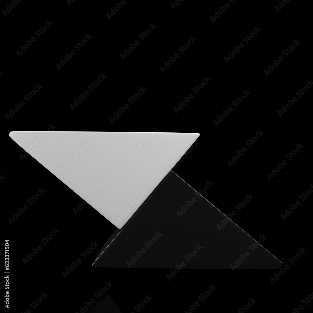 Abstract minimal background. Two black and white triangle shapes Abstract minimal background. Two black and white triangle shapes
