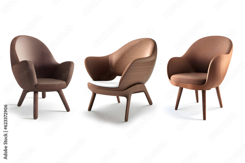 Obraz premium brown leather armchair isolated on white background. Generative AI illustration.