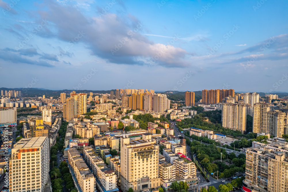 Dense residential buildings in the city of Zhuzhou, China