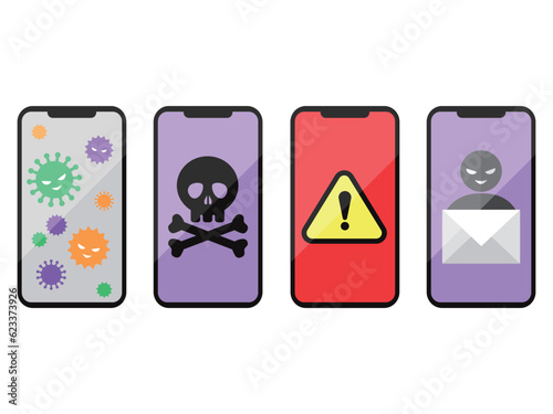 スマホトラブルのイラストセット