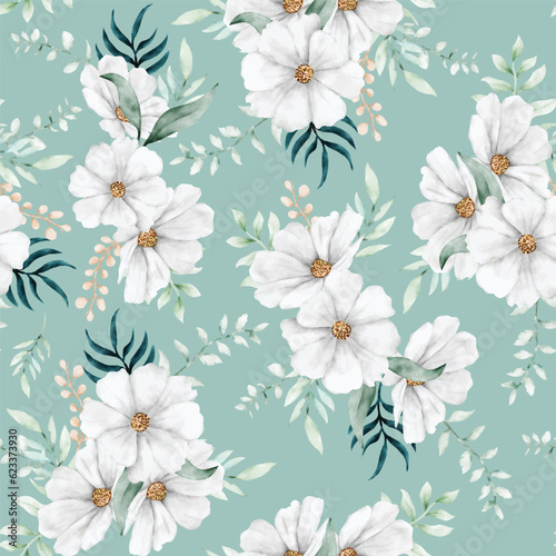 elegant watercolor tosca floral seamless pattern
