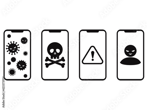 スマホトラブルのイラストセット