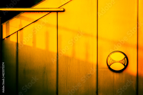 Abstract orange shot of an industrial building rooftop balcony © Nick