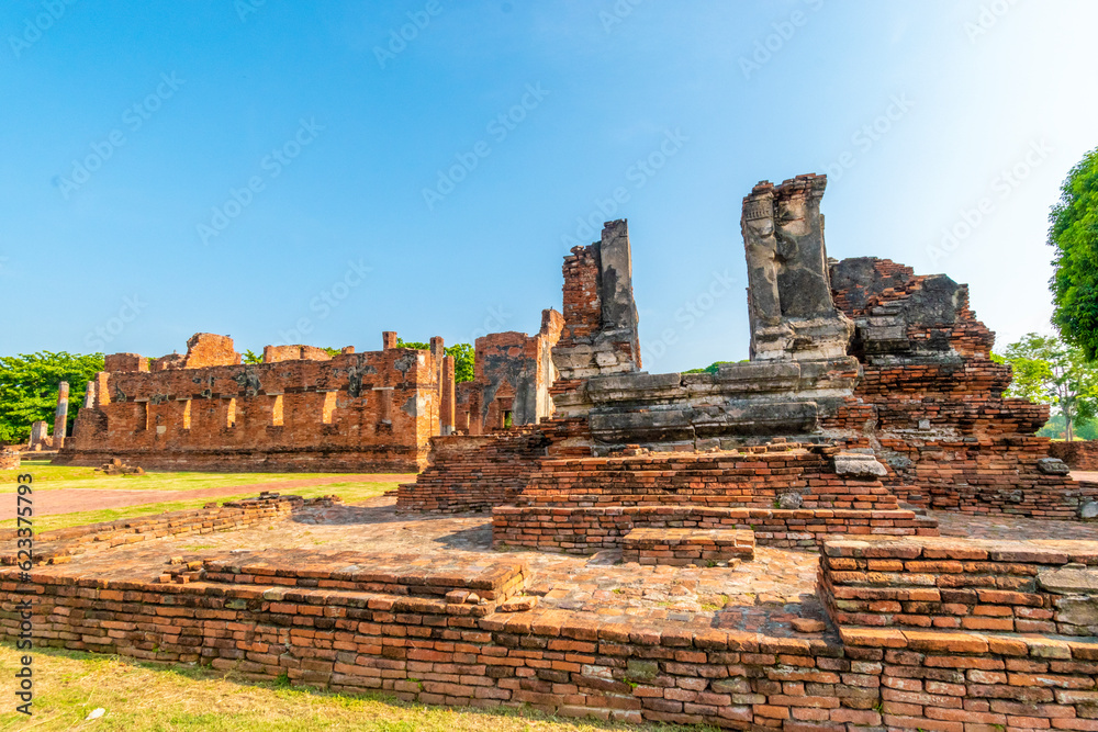 The ruins of the Wat Phra Si Sanphet temple in Ayutthaya Historical Park, a UNESCO world heritage site, Thailand