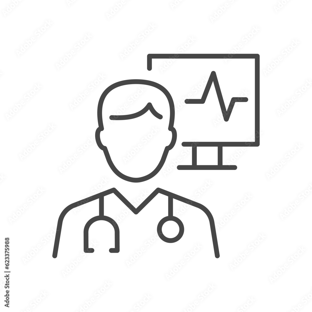 Cardiologist icon. Vector illustration. Editable stroke. Cardiologist icon. Vector illustration. Editable stroke.