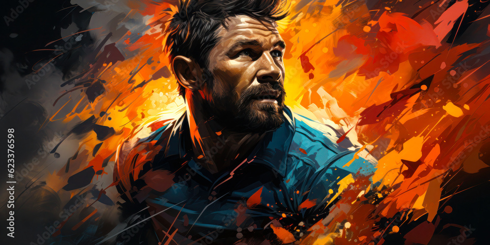 Unleashing the Rugby Spirit: Abstract World Cup Banner with Rugby Player