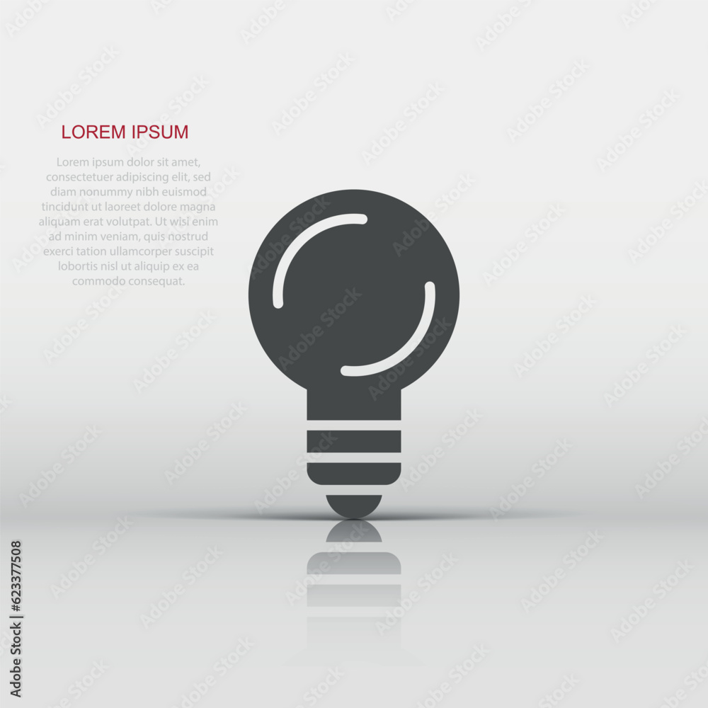 Light bulb icon in flat style. Lightbulb vector illustration on white isolated background. Lamp idea business concept. Light bulb icon in flat style. Lightbulb vector illustration on white isolated background. Lamp idea business concept.