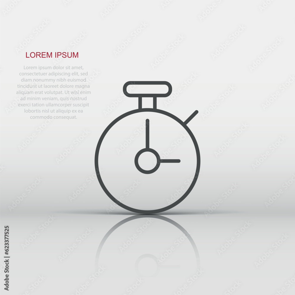 Clock icon in flat style. Watch vector illustration on white isolated background. Timer business concept. Clock icon in flat style. Watch vector illustration on white isolated background. Timer business concept.