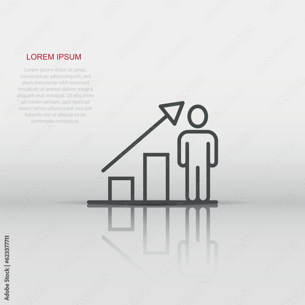 People with growth arrow icon in flat style. Work strategy vector illustration on white isolated background. Office training business concept. People with growth arrow icon in flat style. Work strategy vector illustration on white isolated background. Office training business concept.
