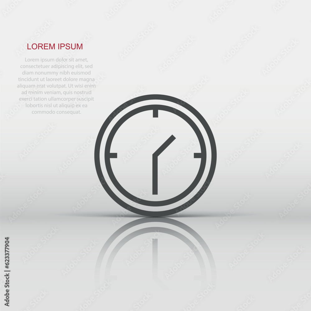 Clock icon in flat style. Watch vector illustration on white isolated background. Timer business concept. Clock icon in flat style. Watch vector illustration on white isolated background. Timer business concept.
