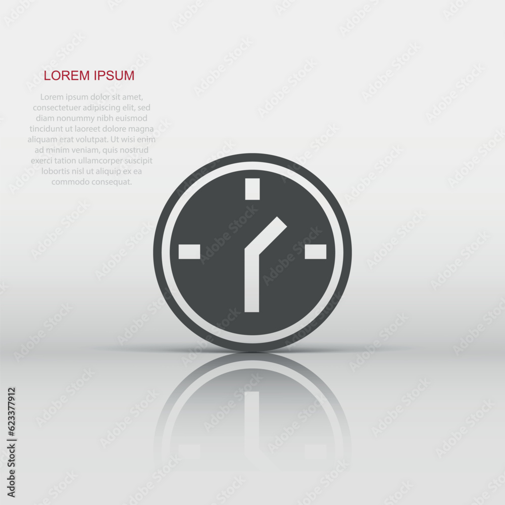 Clock icon in flat style. Watch vector illustration on white isolated background. Timer business concept. Clock icon in flat style. Watch vector illustration on white isolated background. Timer business concept.