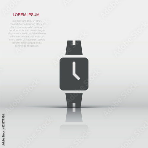 Wrist watch icon in flat style. Hand clock vector illustration on white isolated background. Time bracelet business concept.