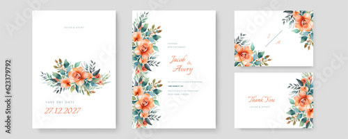 Modern wedding invitation template with leaves, glitter, frame, and border. Floral decoration vector for save the date, greeting, thank you, rsvp, etc