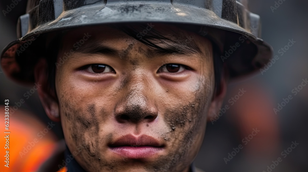 Chinese Coal miner on a black background Chinese Coal miner on a black background