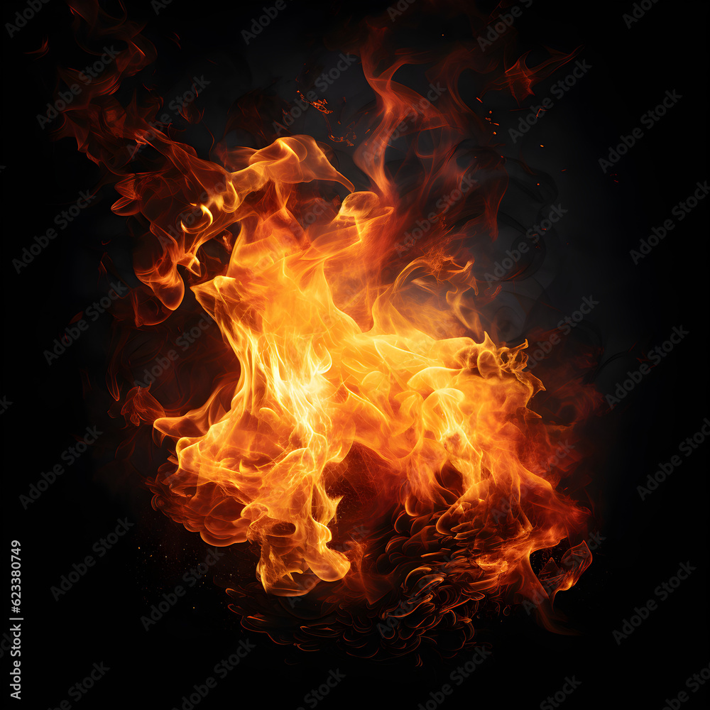 Fire flames on black background Fire flames on black background