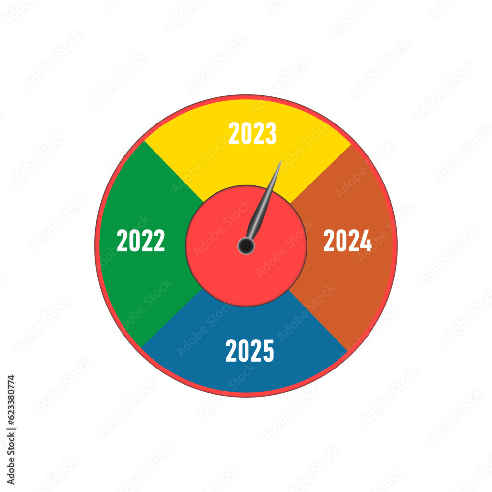 The wheel that is about to finish in 2023. Year 2024, business trend, change from 2023 to 2024, strategy, investment, business planning idea concept. The wheel that is about to finish in 2023. Year 2024, business trend, change from 2023 to 2024, strategy, investment, business planning idea concept.