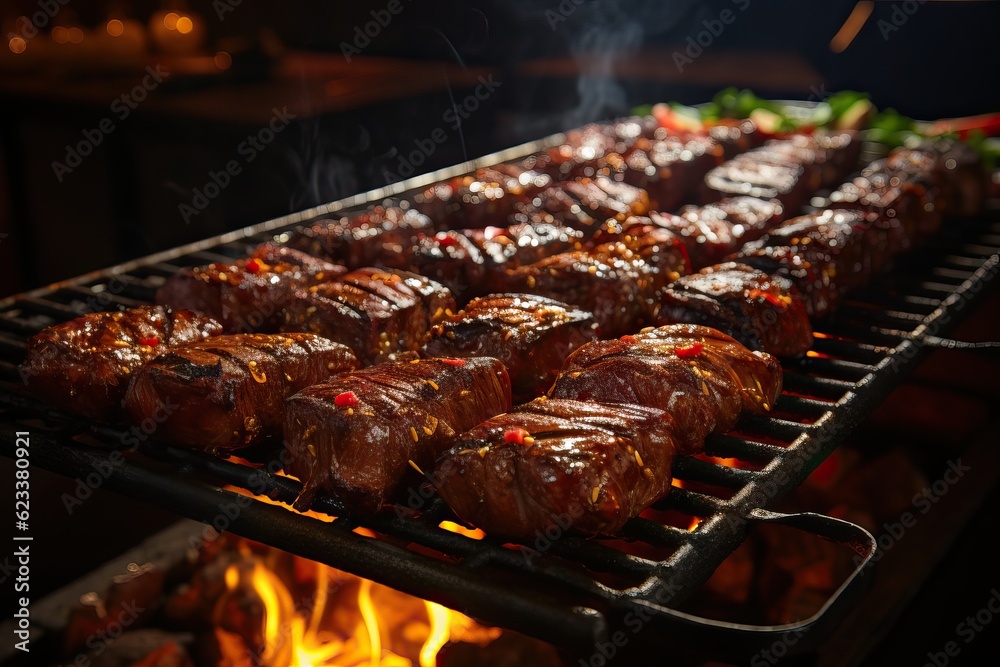 viande grillé sur un barbecue, ia générative viande grillé sur un barbecue, ia générative
