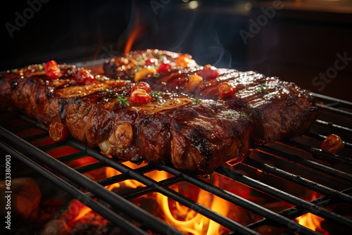 viande grillé sur un barbecue, ia générative