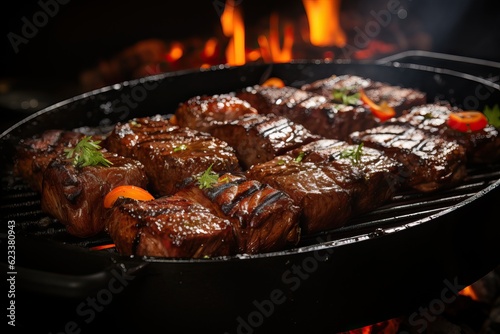 viande grillé sur un barbecue, ia générative