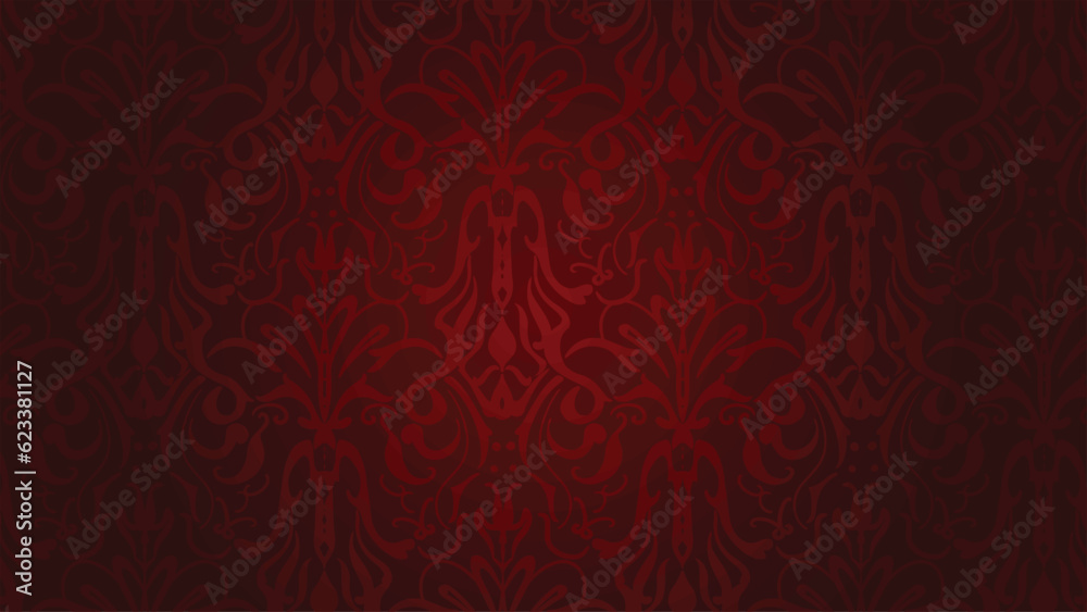 Vintage damask background luxury  victorian red card cover page, label - obrazy, fototapety, plakaty 