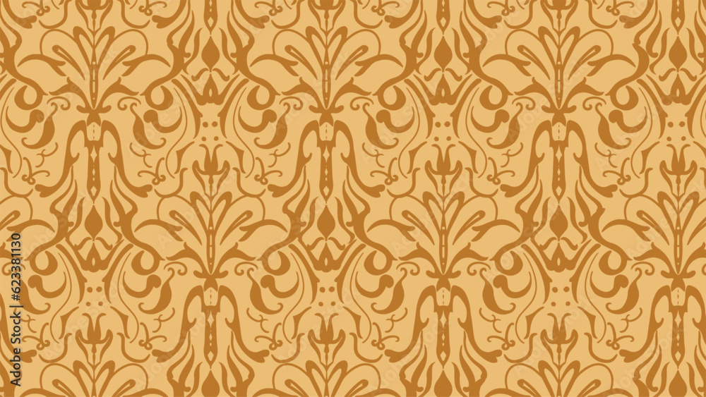 Vintage damask background luxury  victorian yellow card cover page, label