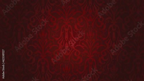 Vintage damask background luxury victorian red card cover page, label