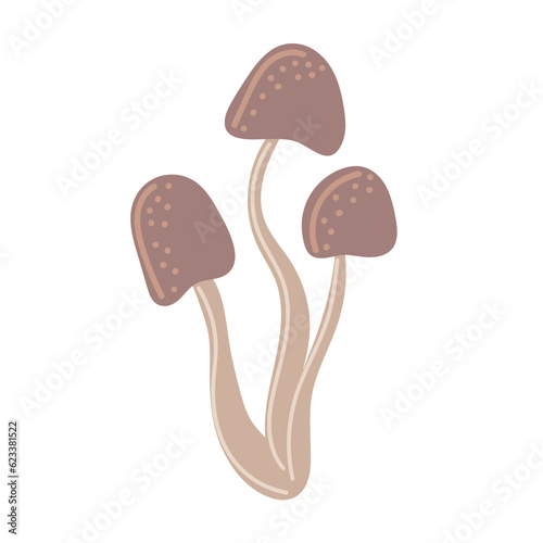 Simple Autumn mushroom. Hand drawn stylized element for autumn decorative design, halloween invitation, harvest or thanksgiving. Vector illustration