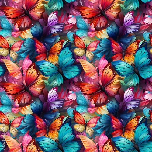 Colorful butterflies seamless pattern 16k resolution