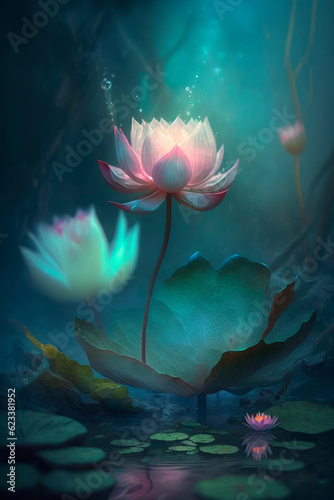 Lotus Serenity: Cinematic Blue Blossom over the Azure Lake