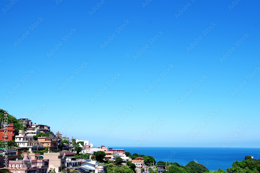Coastal Architecture: Clear Sky Horizon and Residential District in Taiwan
