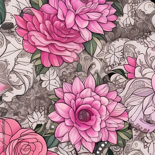 Beautiful Flower Pattern Illustration AI generated