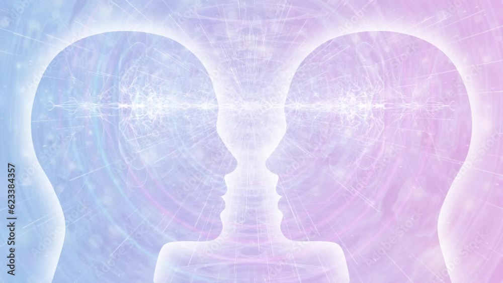 Couple connected at the Third Eye with Energy illustration, Meditation Animation, Visualization, Video